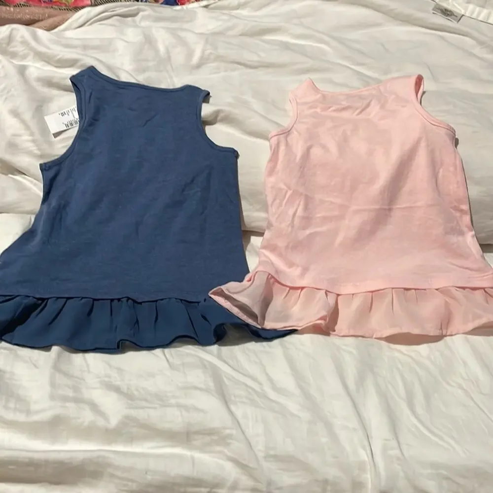 Children place xs 4 tank top ruffled chiffon hemline sheer pink blue nwot nwt